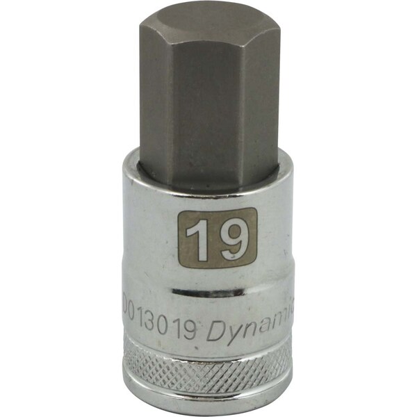 Tools 1/2" Drive Metric Hex Head, 19mm Bit Std Length, Chrome Socket